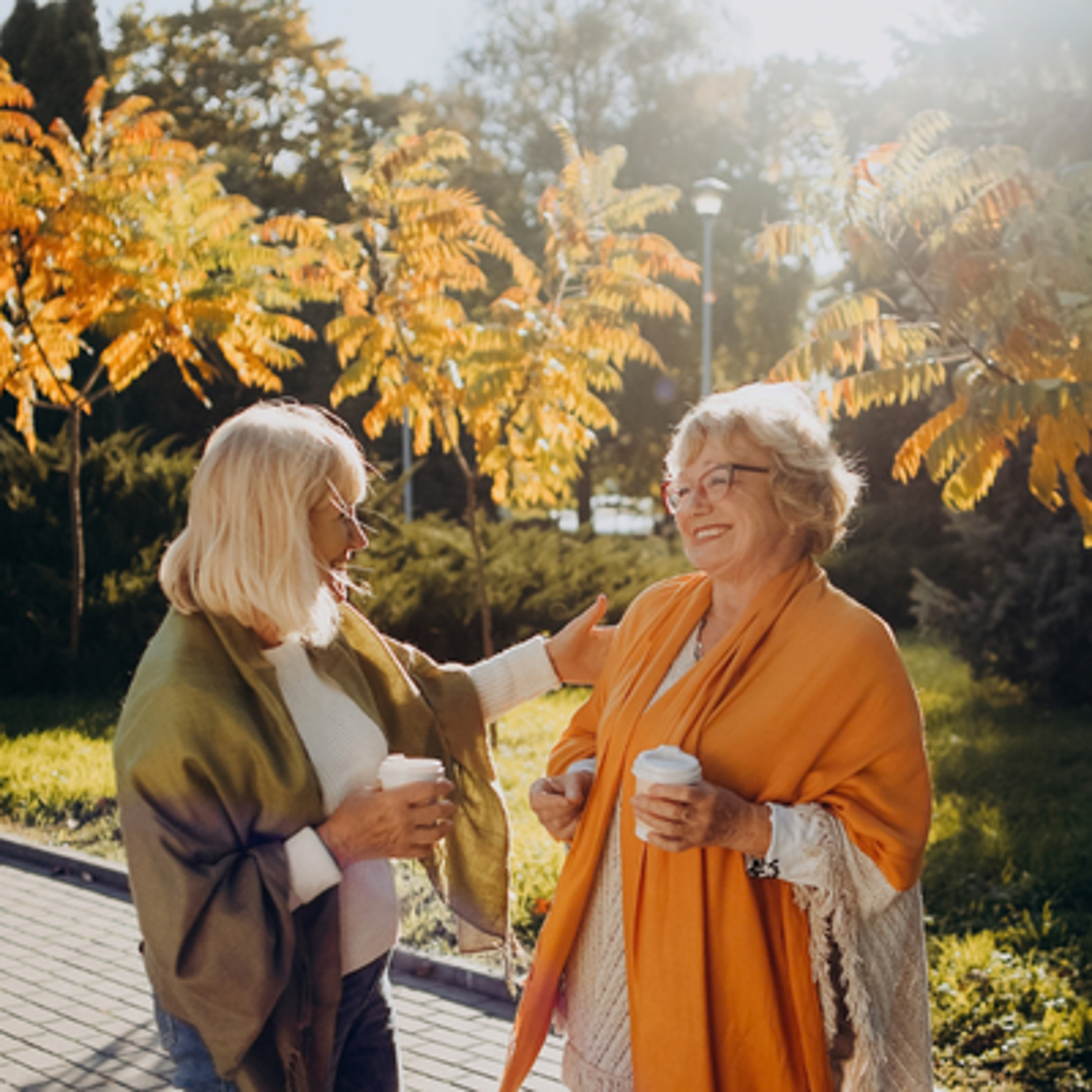 two middle aged women discussing retirement