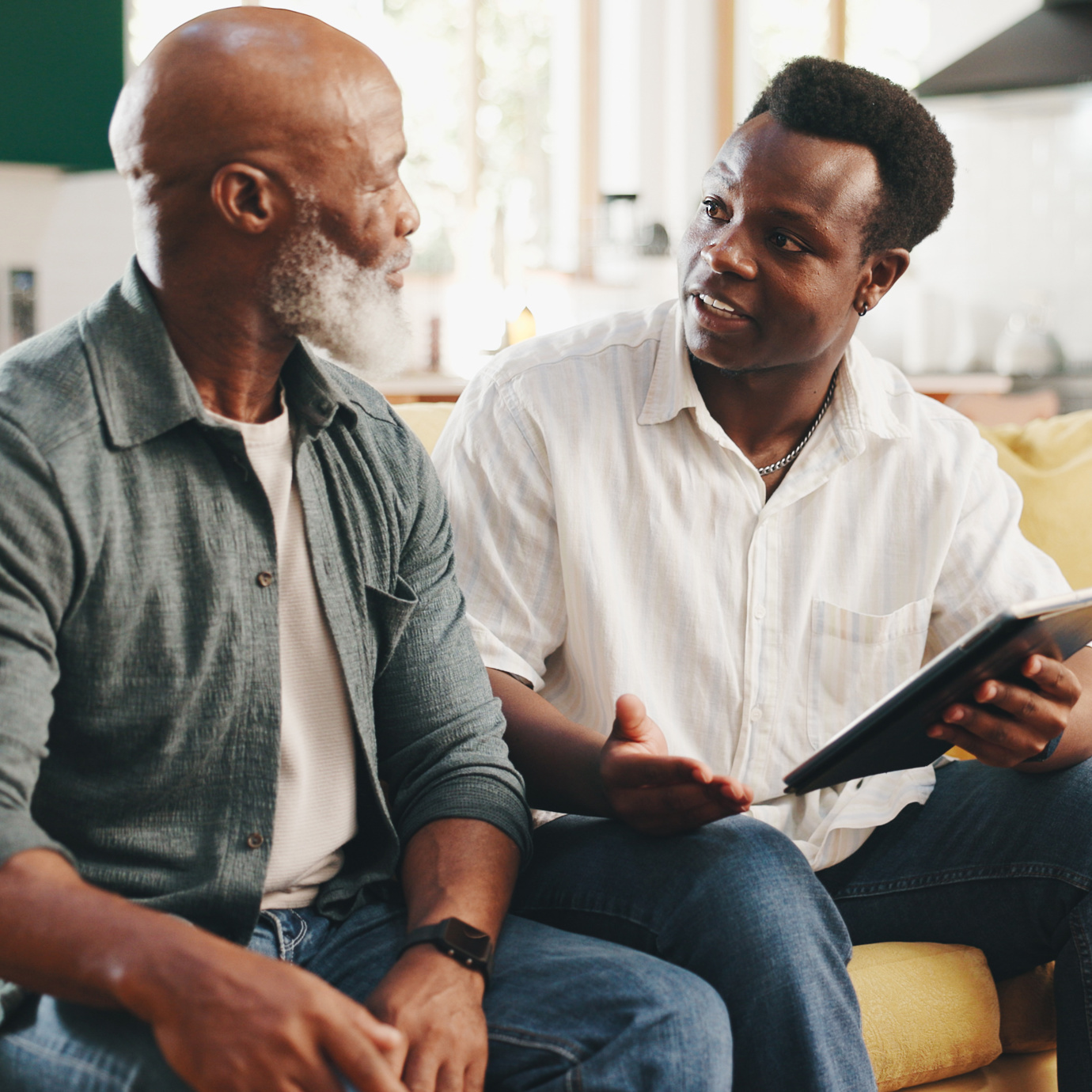 Two men debating income options